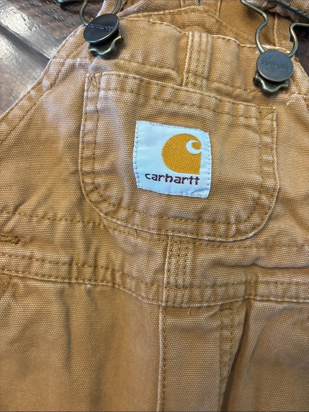 Carhartt Kids Tan Canvas Overalls with Chest Pocket
